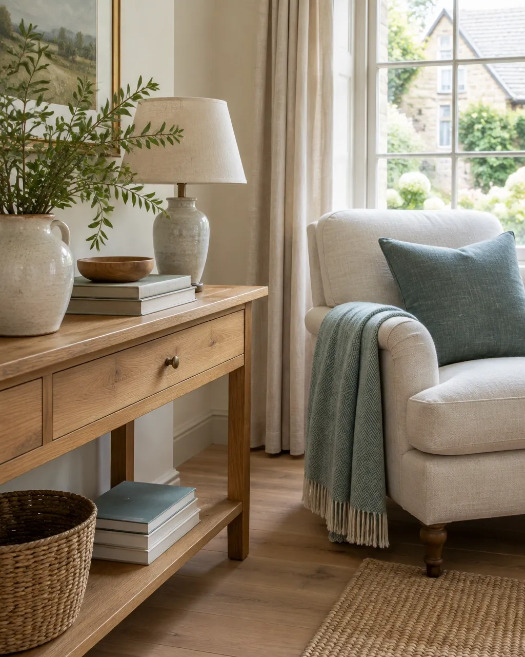 A calm reading corner prepared for a cottage stay